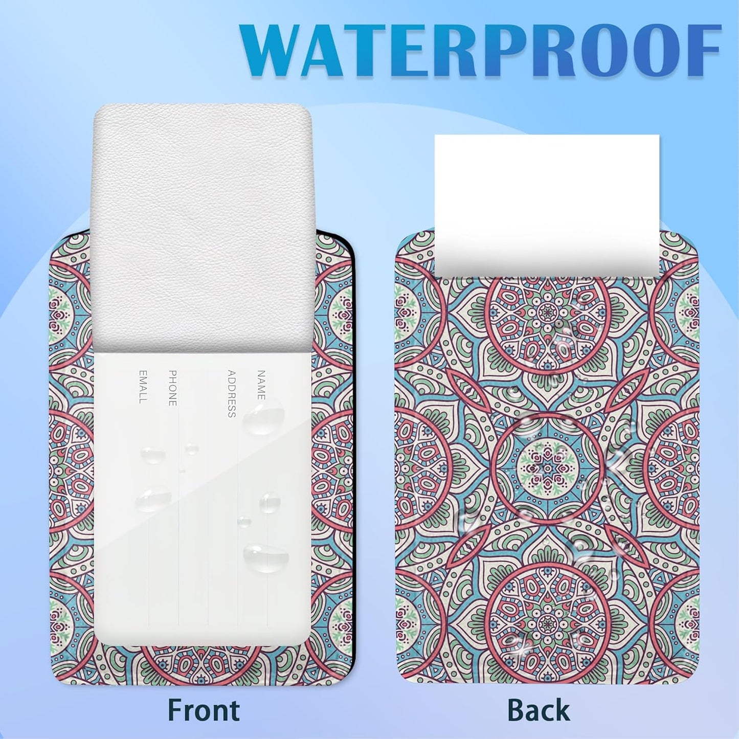 Set of 2 Boho Ethnic Floral Luggage Tags for Suitcases, Leather Suitcase Tag Name Identifiers Labels for Travel Bag Baggage Backpack