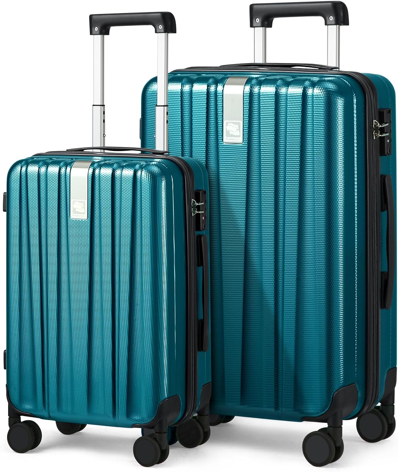Hanke Luggage Sets 2 piece Carry On Luggage with Wheels PC Hard Shell Suitcases Lightweight Checked Travel Luggage Large Travel Suitcase Woman Men 20/29 Inch(Caribbean Blue)