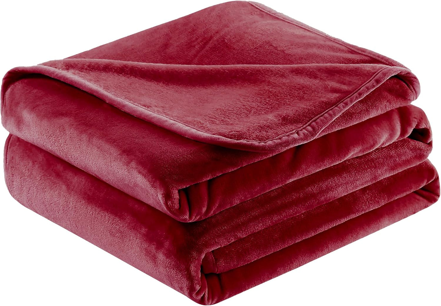 Surii Home Luxury Microfiber Flannel Blanket, Super Soft, Warm, Cozy, Fluffy, and Breathable, Perfect Throws for Bed, Couch, Sofa, for All Season Use. 350GSM Queen Size 90x90 Inches(Burgundy)