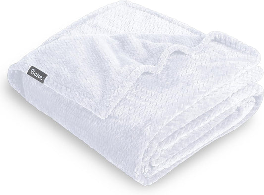 Bare Home Textured Fleece Blanket - Twin/Twin Extra Long - Ultra-Soft Lightweight for Bed, Sofa, and Couch - Luxury Microplush - Cozy Warm Blanket (Twin/Twin XL, Chevron White)