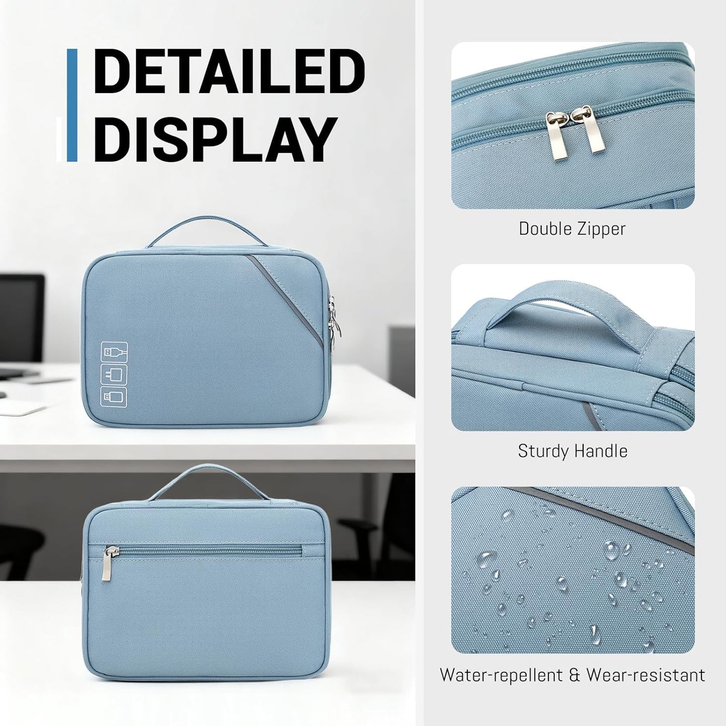 Lanola Electronic Organizer Travel Double Layer Cable Organizer Bag,Accessory Bag for Hard Drives,Cables,USB,SD Card,Memory Cards,Flash Drive,etc. - Red