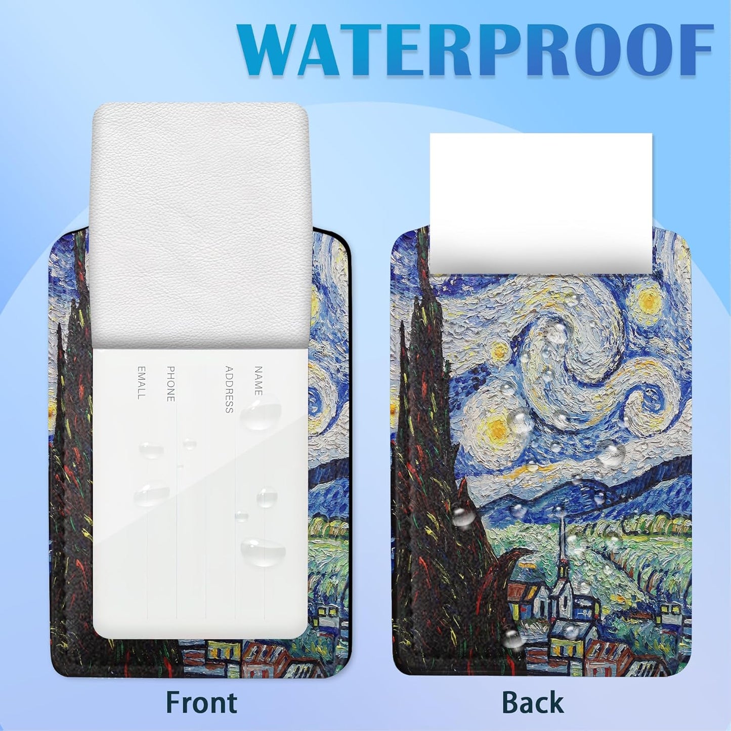 Set of 2 Starry Night Luggage Tags for Suitcases, Leather Suitcase Tag Name Identifiers Labels for Travel Bag Baggage Backpack