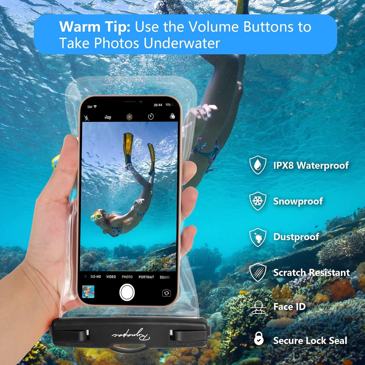 Waterproof Phone Pouch Bag - 7.5in Waterproof Phone Case for Beach Travel Must Haves, IPX8 Cellphone Dry Bag with Lanyard for iPhone 16 15 Pro Max Galaxy S25 Pixel 8a, Cruise Essentials