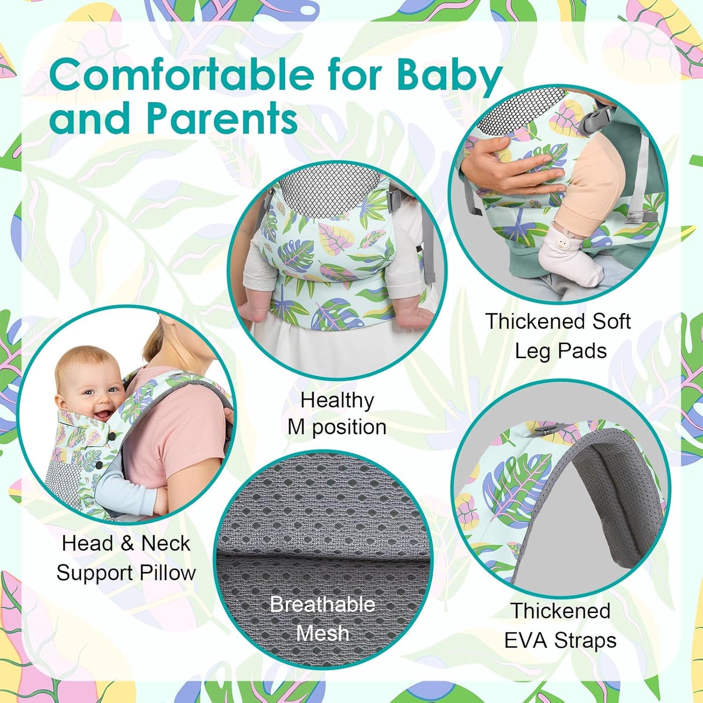 Newborn Baby Front Carrier Backpack, Toddler Baby Body Carrier, 7-66 Lbs Ergonomic Design, Lumbar Support, Lightweight