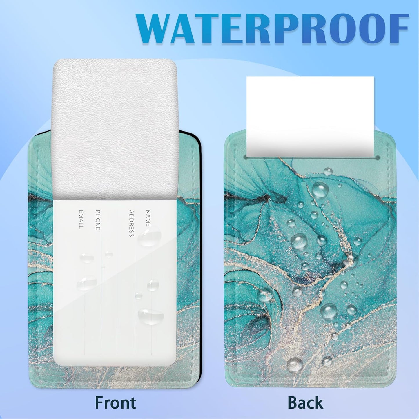 Set of 2 Pink Gold Abstract Marble Luggage Tags for Suitcases, Blue Gold Abstract Marble Leather Suitcase Tag Name Identifiers Labels for Travel Bag Baggage Backpack