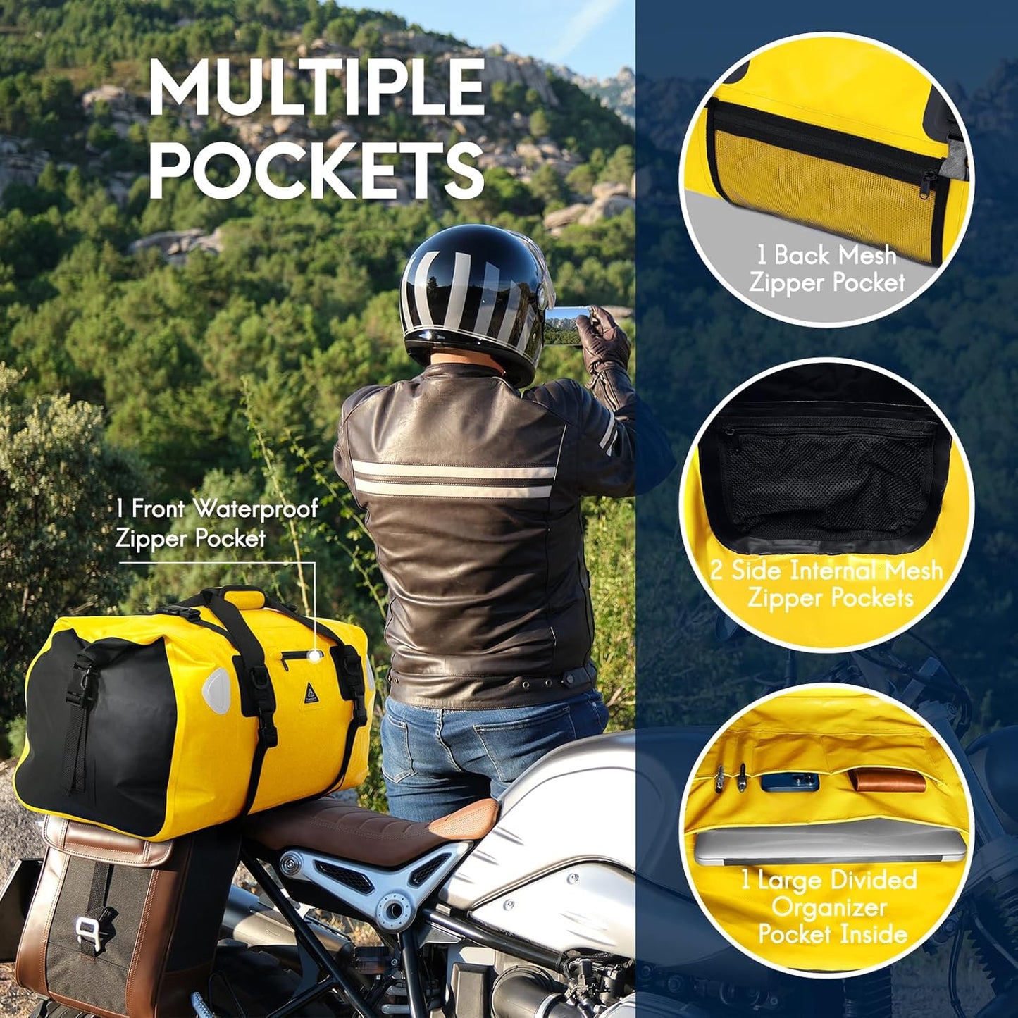 Haimont Waterproof Duffel Bag Roll-top Dry Duffel Bag with Quick-fixed Straps for Motorcycling, Rafting, Boating, SUP, Kayaking, Travel, 50L/70L