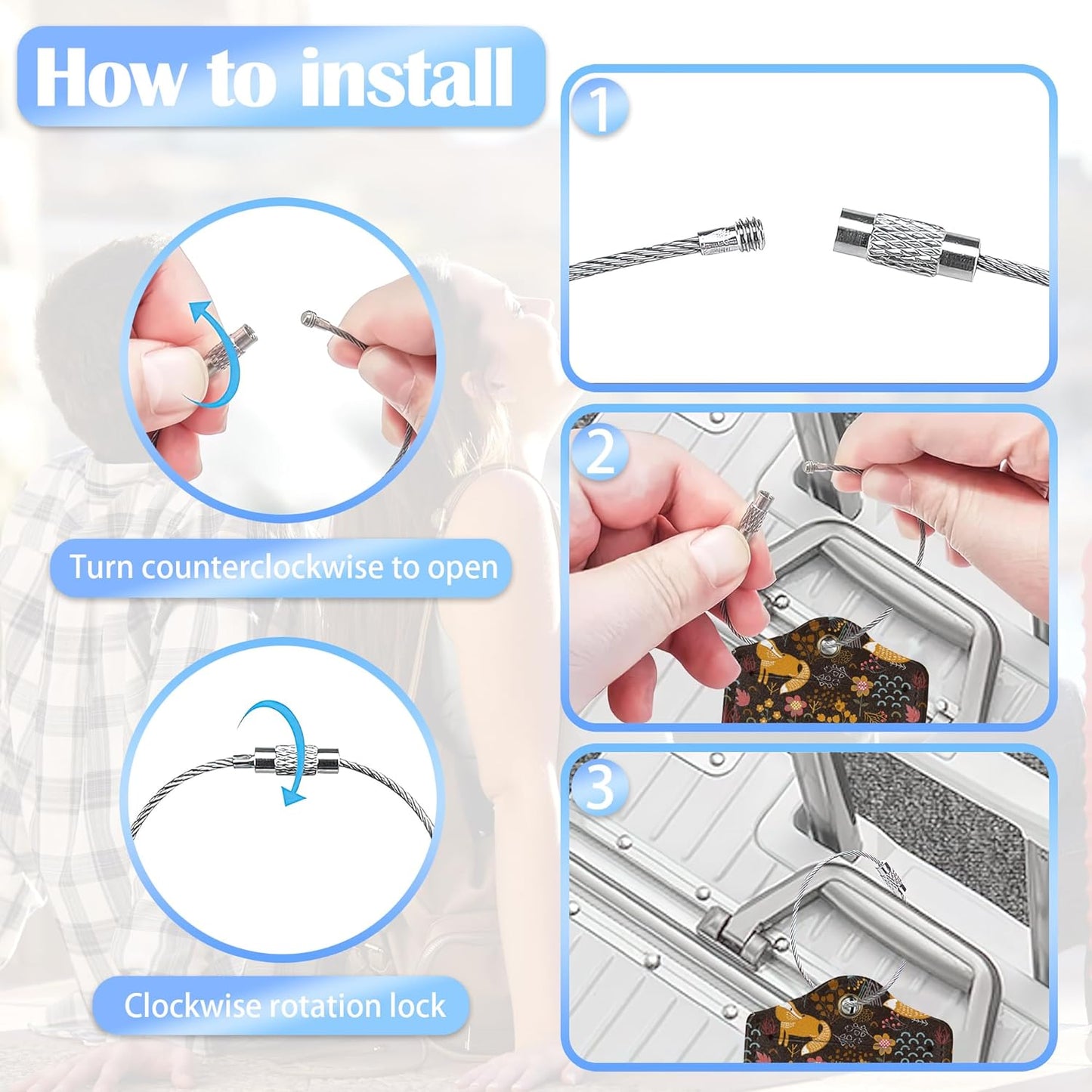 Foxes in The Forest 2 Pack Luggage Tag for Suitcase, Cute Unique Leather Bag Tags Identifiers Privacy Cover ID Label with Durable Steel Loop for Women Men Kids Girls Travel