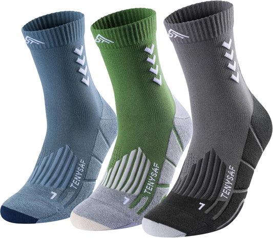 Compression Crew Running Socks: Athletic Socks for Men Women with Cushion,3 Pairs Work Hiking Basketball Sport Socks