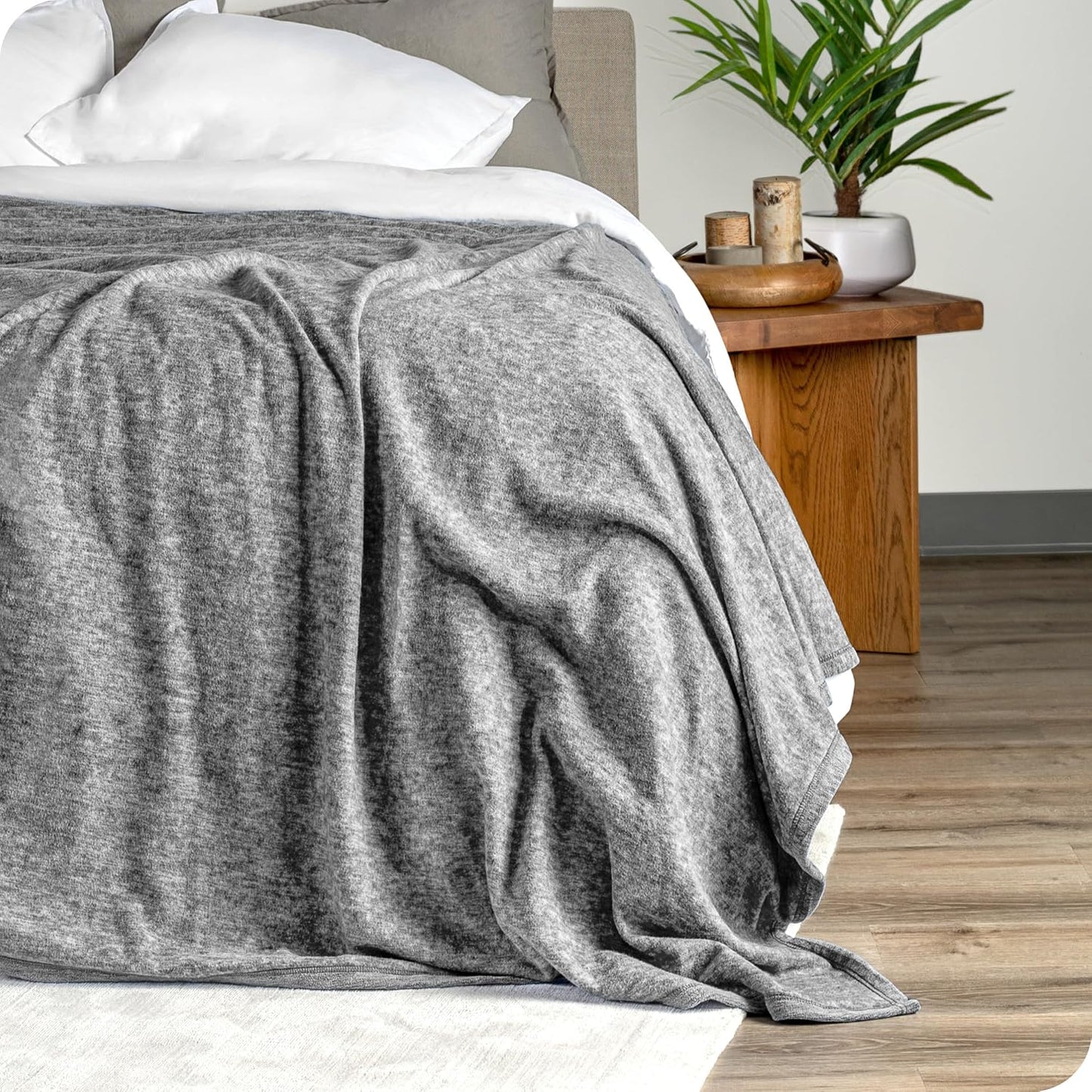Bare Home Polar Fleece Blanket - King Blanket - Heathered Light Grey - Warm & Cozy - Premium Fleece - Throw for Bed, Camping, and Travel - Lightweight (King, Heathered Light Grey)