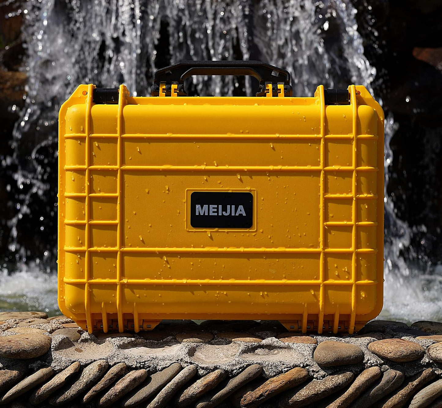 MEIJIA Portable Waterproof Hard Camera Case, Dry Case with Customizable Fit Foam, Protection for camera, drones,telescopes,18.5 x14.06x6.93inches(Yellow)