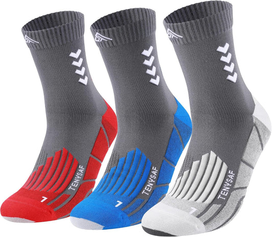 Compression Crew Running Socks: Athletic Socks for Men Women with Cushion,3 Pairs Work Hiking Basketball Sport Socks