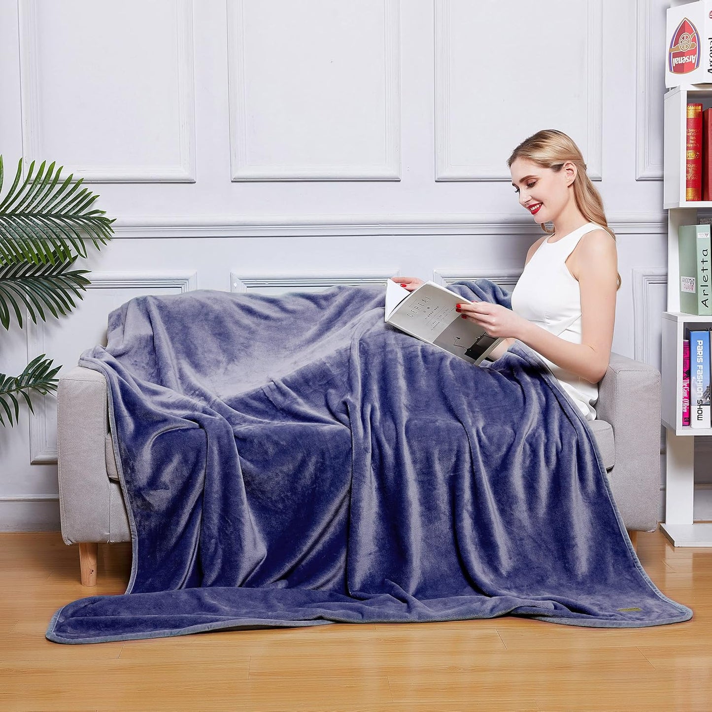 Surii Home Luxury Microfiber Flannel Blanket, Super Soft, Warm, Cozy, Fluffy, and Breathable, Perfect Throws for Bed, Couch, Sofa, for All Season Use. 350GSM Twin Size 60x80 Inches (Navy Blue)