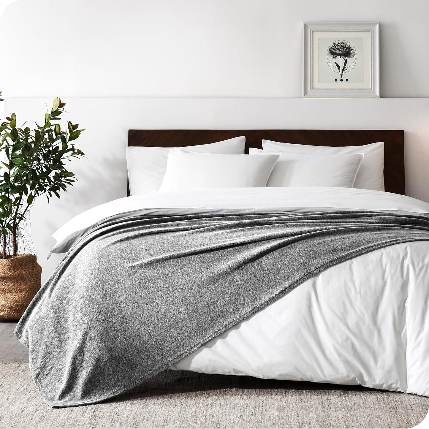 Bare Home Polar Fleece Blanket - King Blanket - Heathered Light Grey - Warm & Cozy - Premium Fleece - Throw for Bed, Camping, and Travel - Lightweight (King, Heathered Light Grey)