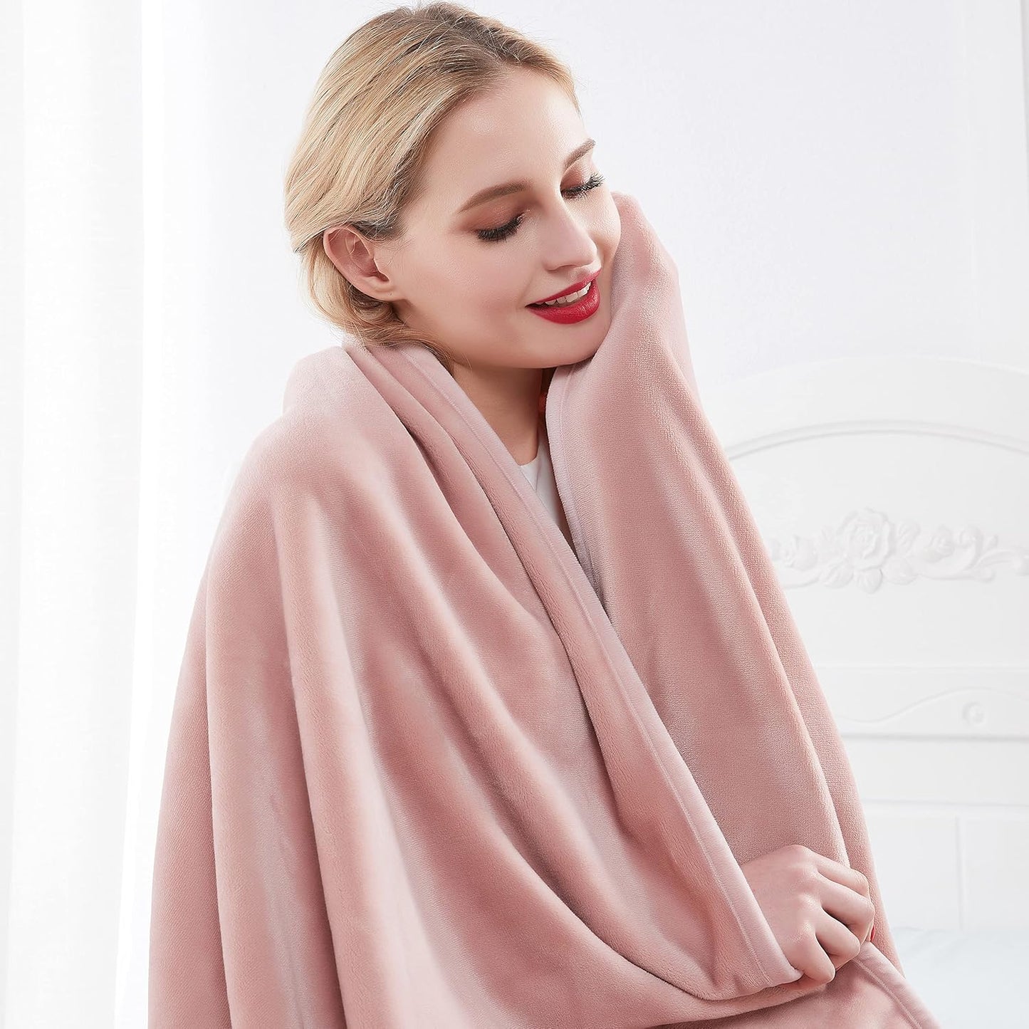 Surii Home Luxury Microfiber Flannel Blanket, Super Soft, Warm, Cozy, Fluffy, and Breathable, Perfect Throws for Bed, Couch, Sofa, for All Season Use. 350GSM Travel Size 50x60 Inches(Sepia Rose)