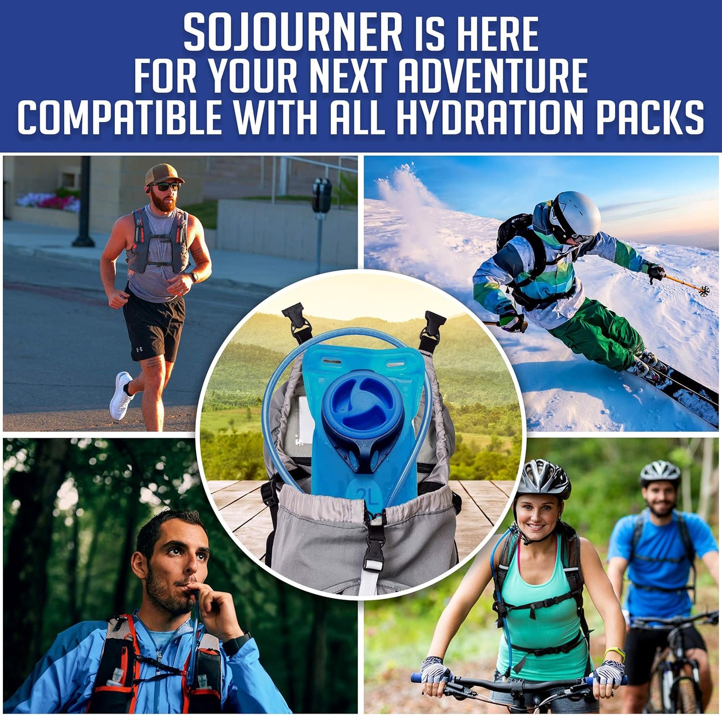 Sojourner Hydration Pack, Hydration Backpack - Water Backpack with 2l Hydration Bladder, Festival Essential - Rave Hydration Pack Hydropack Hydro for Hiking, Running, Biking, Festival Gear