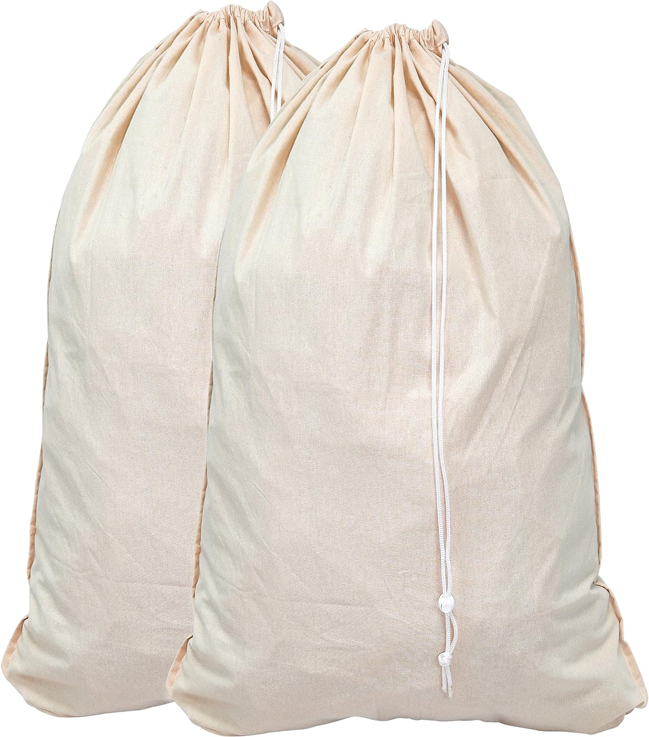 Simple Houseware Extra Large Natural Cotton Laundry Bag, Beige (28" x 36") - 2 Pack