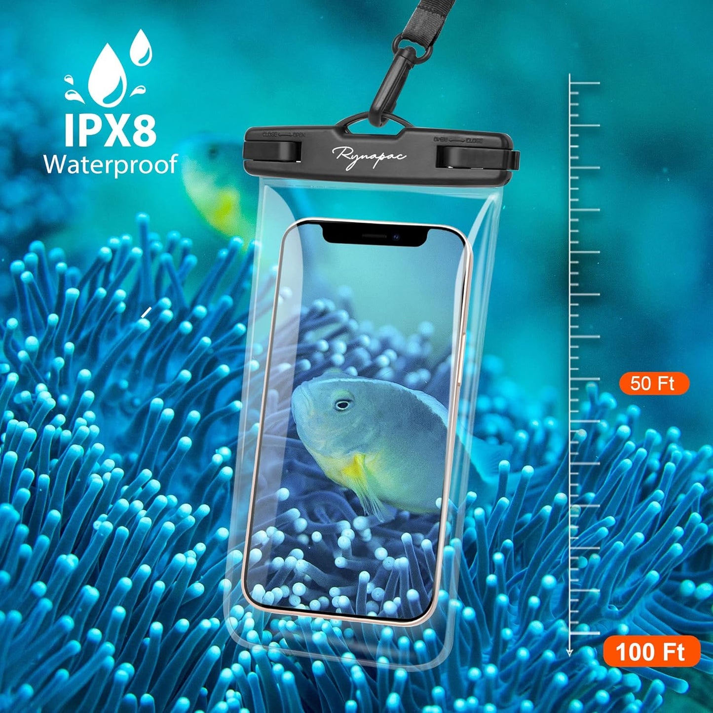 Waterproof Phone Pouch Bag - 7.5in Waterproof Phone Case for Beach Travel Must Haves, IPX8 Cellphone Dry Bag with Lanyard for iPhone 16 15 Pro Max Galaxy S25 Pixel 8a, Cruise Essentials