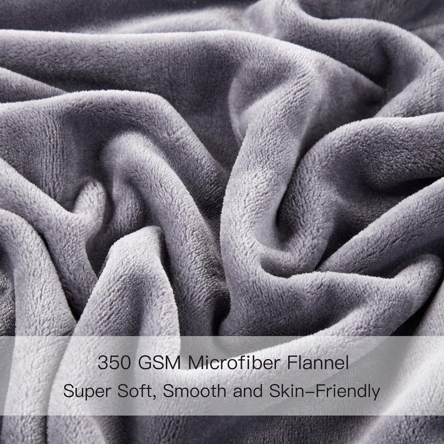 Surii Home Luxury Microfiber Flannel Blanket, Super Soft, Warm, Cozy, Fluffy, and Breathable, Perfect Throws for Bed, Couch, Sofa, for All Season Use. 350GSM Twin Size 60x80 Inches(Grey)