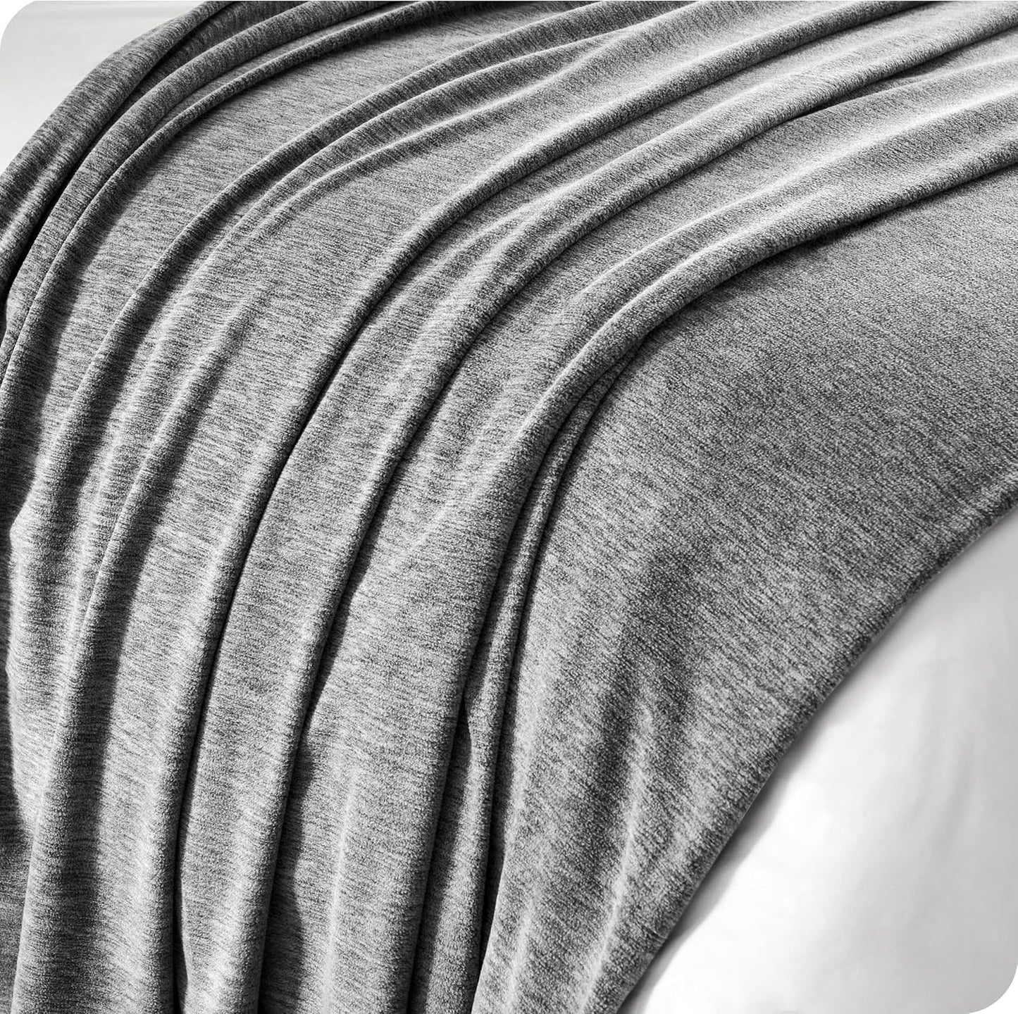 Bare Home Polar Fleece Blanket - Extra Long - Heathered Light Grey - Warm & Cozy - Premium Fleece - Throw for Bed, Camping and Travel - Lightweight (Twin/Twin XL, Heathered Light Grey)